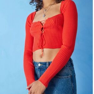UO Elianna red Cropped knit Top
